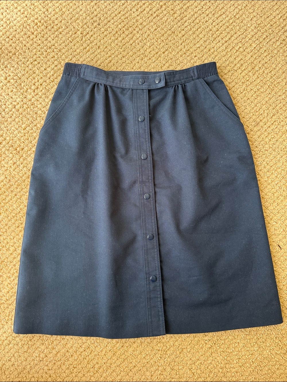 Vintage Lilys Of Beverly Hills Women's Navy Button-Front Pencil Skirt size 10